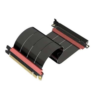 Imagen de LINKUP AVA5 Cable Elevador PCIE 5.0 Preparado Futuro para Soporte Vertical GPU Gen 5 x16 128GB/s Velocidad Compatible con 4.0 &amp; WRX80/WRX90E Ángulo Liano Negro 20cm