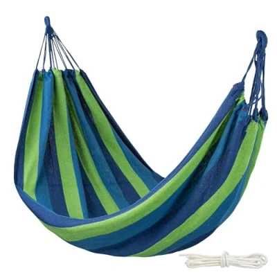 Imagen de Aktive 52989 Hamaca colgante de algodón para camping y exterior jardín Medidas 200x100 cm Hasta 200 kg capacidad carga Con bolsa transporte
