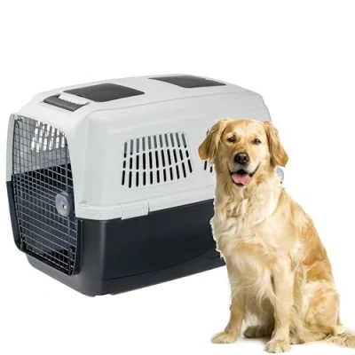 Imagen de Ferplast Transportín Perro Clipper Plus, IATA, para Perros Grandes MAX 45 Kg, BleuCierre Seguro, Doble Compartimento Accesorios, Asa extraíble, 93 x 65 h 68 cm