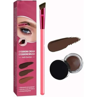 Imagen de 4D Ultra Thin Brow Brush Eyebrow Cream, Long Lasting Pomade With Brush, Professional Square Makeup Multifunction Angled Realistic Set (Dark brown)