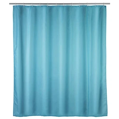 Imagen de WENKO Cortina de ducha Unicolor Azul claro antimoho antibacterial, lavable
