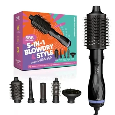 Imagen de SBB 5 en 1 Secador y Estilizador de Aire Caliente Cepillo Estilo 1200W, para Secado, Varita Aire, Dar Forma Multiusos