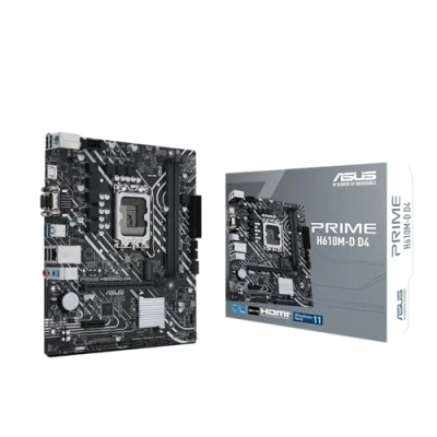 Imagen de ASUS Prime H610M D D4 Placa Base mATX Intel H610 LGA 1700 (RAM DDR4, PCIe 4.0, M.2, Ethernet de 1 GB Realtek, HDMI, Sub, USB 3.2 Gen. 1, SATA 6 Gbps, Puerto COM, Conectores LPT y RGB)