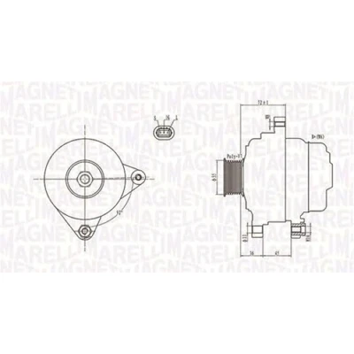 Imagen de MAGNETI MARELLI 063731792010 Alternador 12V 80A TOYOTA: RAV4 II SUV