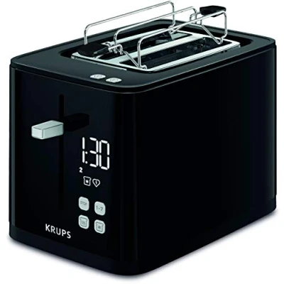 Imagen de Krups Tostadora KH641810 Smart&#039;n Light de dos Rebanadas Pantalla Digital 7 Niveles Tostado Bandeja para Migas Extraíble Cuenta Regresiva Dispositivo Elevación Negra