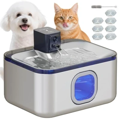 Imagen de Fuente agua mascotas abs, acero inoxidable pawhut