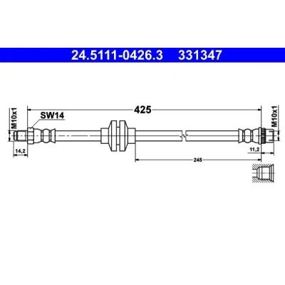 Imagen de ATE 24.5111 0426.3 Latiguillos de Freno 425 M10x1 RENAULT: SCENIC 3