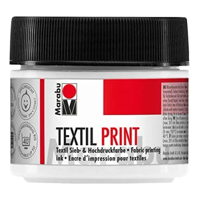Imagen de Marabu 17030050970 Textil Print titanio blanco 100 ml, pintura a base de agua, sin olor y resistente la luz, largo tiempo abierto, para textiles claros oscuros