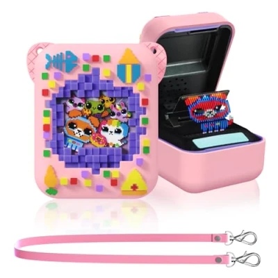 Imagen de MOWYEOK funda para Bitzee Interactive Toy Digital Pet, protectora con impresión alimentaria, compatible los accesorios de cordón (rosa)