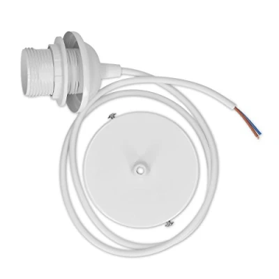 Imagen de kwmobile Portalámparas E27 de 90 CM con soporte techo Lámpara para cable blanco colgante fijación el
