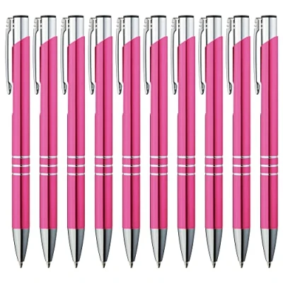 Imagen de GIMEI® Boligrafos de metal 50 unidades Set premium boligrafos, para escribir fácil y suavemente Boligrafo rosa tinta azul negra