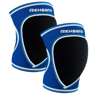 Imagen de Rehband rodilleras para voleibol, balonmano y deportes de interior, neopreno cómodas ajustadas, mujeres hombres, Color:Azul 1 Par, Talla:XXL