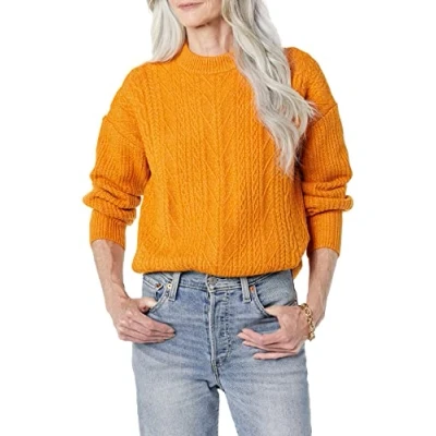 Imagen de Amazon Essentials Jersey Moderno de Cuello Redondo y Punto Trenzado Suave Al Tacto (Disponible en Tallas Grandes) Mujer, Naranja, XL