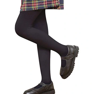Imagen de LOLANTA Pantalones de invierno para niñas Leggings cálidos Medias opacas vellón grueso, negro, L (9 11 años)