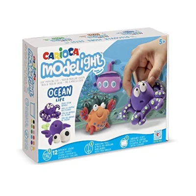 Imagen de Carioca Set de juego Modelight Maxi Ocean Modelo Océano Pasta Modelar super elástica para niños Sin gluten Contiene 6 botes 30grs. con herramientas y tutorial paso a