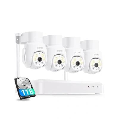 Imagen de ZOSI Kit Cámaras de Vigilancia WiFi 4X 5MP CCTV Cámara Seguridad Exterior con 4K 8CH Grabador NVR y 1TB HDD, Detección Alarma Persona, Visión Nocturna