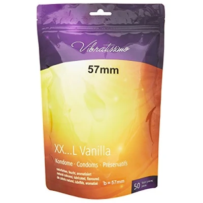 Imagen de VIBRATISSIMO condones XXL Vanilla paquete de 50 I preservativos premium con aroma vainilla grosor pared fino y aromatizados sensitivos ultrafinos b=57mm