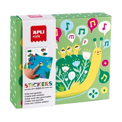 Imagen de APLI Kids 19138 Juego de gomets distintas formas en caja cartón modelo LILLIPUT pegatinas para completar las ilustraciones