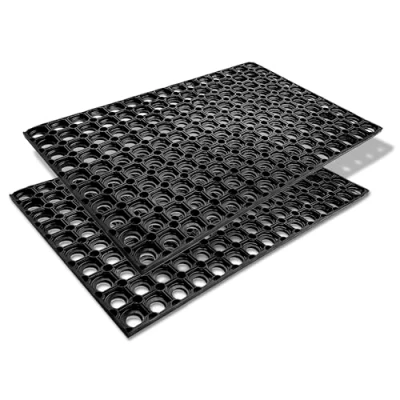 Imagen de Carpido Felpudo de Caucho Negro Antideslizante 60x80 cm Set 2 Resistente para Exterior Antipolvo