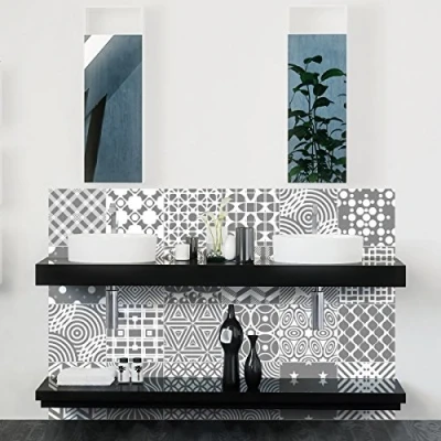 Imagen de Ambiance Sticker Vinilos Autoadhesivos, Decoración de Paredes, Adhesivos Azulejos para Baño y Cocina Ornements Anciens 24 Vinilo 10 x cm