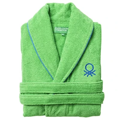 Imagen de UNITED COLORS OF BENETTON. Albornoz Unisex hombre o mujer 360gsm 100% algodón, Verde Rainbow