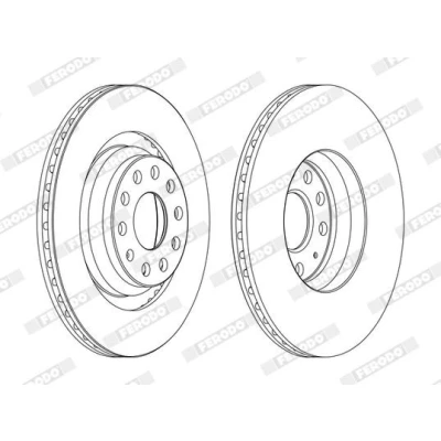 Imagen de FERODO PREMIER Coat+ disc DDF1503C Disco de freno 310 22 5 ventilado revestido con tornillos VOLKSWAGEN: Golf 5, 6, 7, AUDI: A3 Hatchback