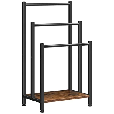 Imagen de HOOBRO Toallero, Toallero de Pie, para Baño, con 3 Barras, Ahorra Espacio, Marco Metal, Mantas, Toallas, Bufandas, Estilo Industrial, Marrón Rústico y Negro EBF03LB01