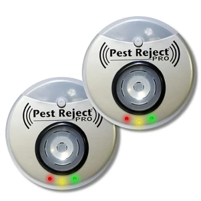 Imagen de Pest Reject Pro Juego de 2, Ahuyentador Insectos, Repelente plagas Repulse Power Ultrasonido y electromagnetismo Color Gris Cubierta tu casa 300 m²