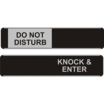 Imagen de Seco Señal deslizante con texto en inglés &quot;Do Not Disturb/Knock &amp; Inter&quot;, 255 mm x 52 mm, aluminio/PVC