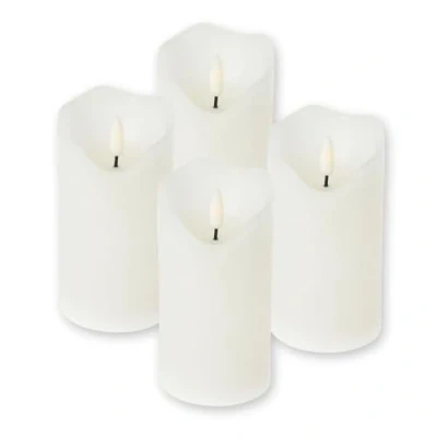 Imagen de ToCi Velas LED blancas Ø 7,5 x 10 cm Juego de 4 con mecha negra y temporizador cera real sin llama Adviento Grablicher
