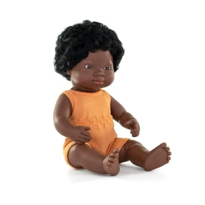 Imagen de Miniland Muñeca Africana, 38cm, Artesanal, con Aroma. Muñecos inclusivos. Diversidad. Colourful Edition.