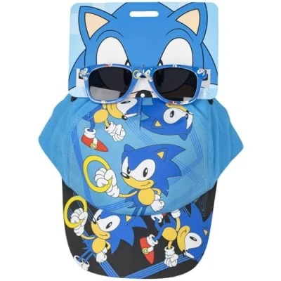 Imagen de Set Gorra y Gafas de Sol Sonic Color Azul Negro Protección UV 400 Filtro Categoría 3 Infantil con Cierre Ajustable