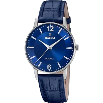 Imagen de Festina Reloj Hombre F20690/3 Classics Caja de Acero Inoxidable 316l Plateado Correa Piel Azul