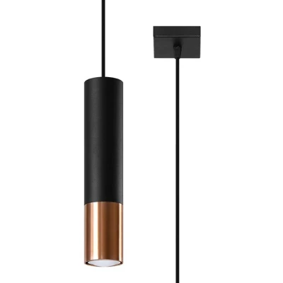 Imagen de SOLLUX lighting Loopez 2 Faretti Lampada A Sospensione Soffitto, Paralume Cilindrico + Combinazione Di Metalli, Lampadina GU10 Sostituibile, 2x40