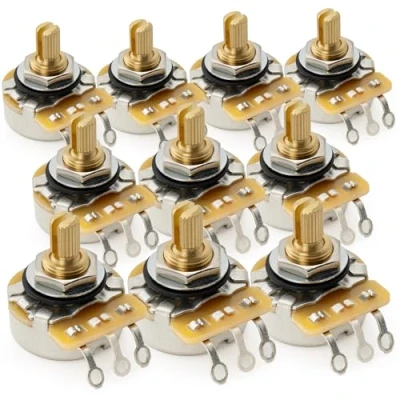 Imagen de CTS 450G B250K Potenciómetros Latón Corto Split Shaft 1/4 Pulgada 10% Lineal Taper Poti para Guitarra Eléctrica Bajo(Set de 10)