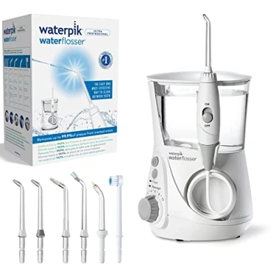 Imagen de Waterpik Ultra Irrigador de Sobremesa Profesional con Agua a Presión y Sistema Avanzado Control Mediante 10 Posiciones 7 Boquillas, Eliminación Placa Dental, Blanco (WP 660EU)