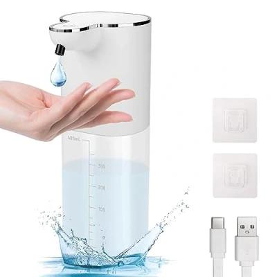Imagen de Dispensador Jabon Automático, 400ml en Pared con 4 Niveles Ajustables, USB Recargable, IP65 Prueba de Agua para Cocina Baño Hotel (Líquidos)