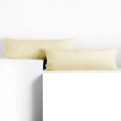 Imagen de DecoKing 2 Fundas de Almohada 40 x 200 cm, algodón, con Cremallera, Color Crema ámbar