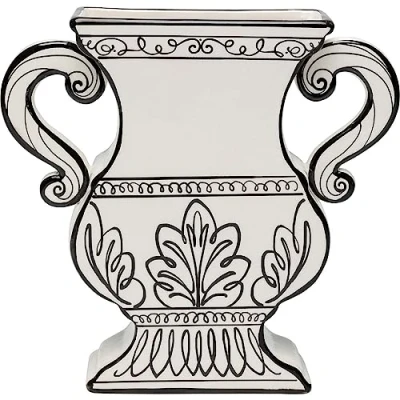 Imagen de Kare Favola Design jarrón de Flores, Color Negro y Blanco, Decorativo, Recipiente para Mesa, 24 cm