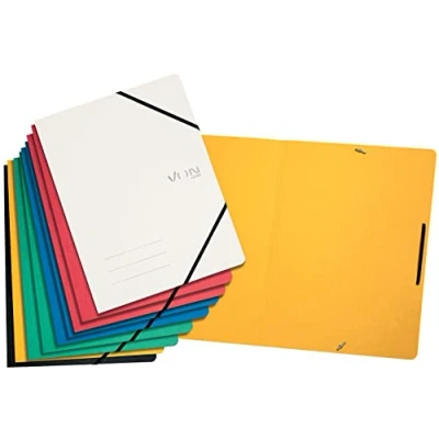 Imagen de VON Leitz 30112099 Pack de 10 carpetas A4 con banda elástica, impresión moderna von, para escuela y hogar, multicolor, paquete