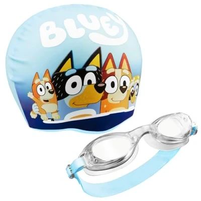 Imagen de Bluey Gorro Piscina y Gafas Buceo Set para Niño con Protección Antiempañante UV