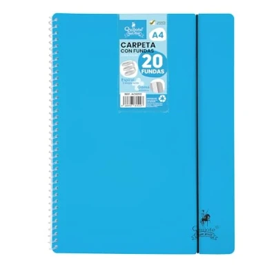Imagen de Starplast Carpeta Con Fundas Espiral Flexible Organizadores, 20 fundas, Transparentes Lisas, A4, Tapa Plástico Resistente, Uso Escolar, Personal o de Oficina Color Azul.