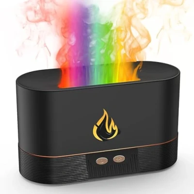 Imagen de Stock Lider Difusor De Aceites Esenciales con Efecto Llama, Aroma Ultrasónico Llama Multicolor Cambia, Aceite Fragancia Y Humidificador Aromaterapia (Negro)
