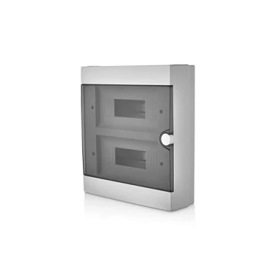 Imagen de Lion Electric Caja de fusibles 24 módulos,Armario 2 filas blanco con puerta transparente IP40, sótanos, garaje y todos los espacios interiores