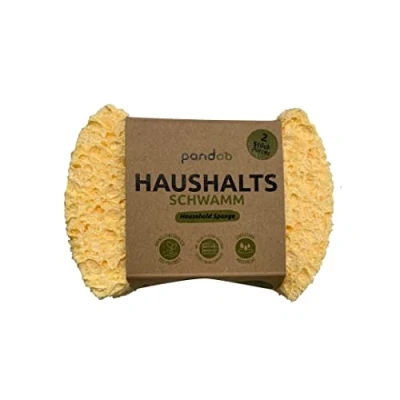 Imagen de pandoo Esponjas para el hogar, esponja de limpieza orgánica, cocina, platos, biodegradable, respetuosa con medio ambiente, reutilizable y sostenible (2 unidades)