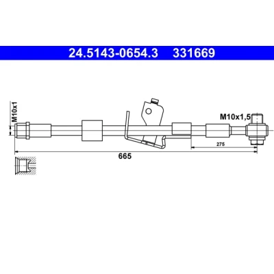 Imagen de ATE 24.5143 0654.3 Latiguillos de Freno 665 M10x1 OPEL: Astra J Hatchback