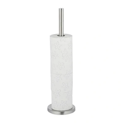 Imagen de Relaxdays Portarrollos Baño de Pie, Soporte Papel Higiénico, para 5 Rollos, Accesorio, Metal, 1 Ud, 55 x 15 cm, Plateado