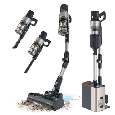 Imagen de Cecotec Aspiradora Escoba Sin Cable Conga Rockstar 5500 Hurricane Station Flex, MAX 220 AW, 700 W, Base de Autovaciado, hasta 90min Autonomía, Cepillo antienredos, Tubo Flexible y Ciclón Paralelo