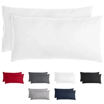 Imagen de Komfortec Juego de 2 Fundas Almohada 40 x 80 cm, Microfibra cepillada, con Cremallera, Transpirable y Suave, Color Blanco