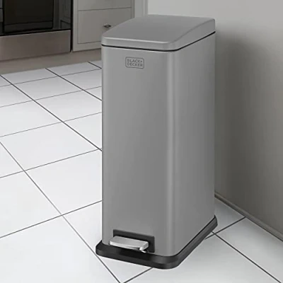Imagen de BLACK+DECKER BXBN00014E Cubo de basura con pedal (20 L, tapa cierre suave, acero inoxidable, 56 x 22 36 cm), color gris